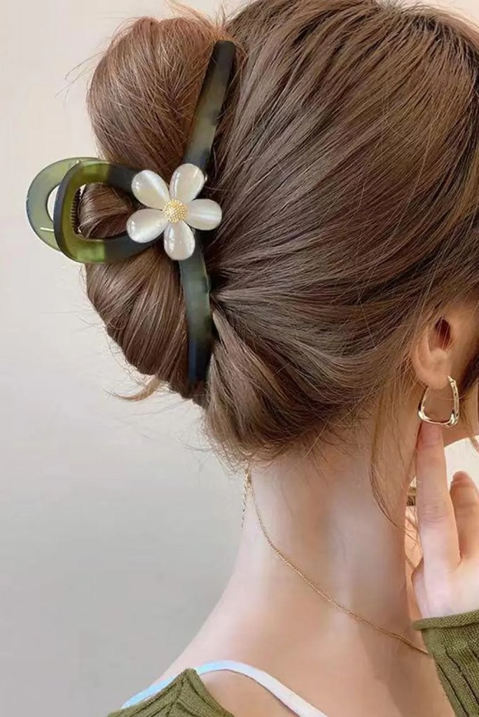 Crystal Flower Hair Claw Clip – Resin Shark Clip
