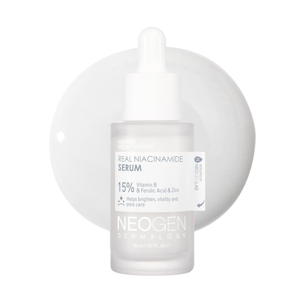 DERMALOGY by NEOGEN Real 15% Niacinamide Serum - Pore Minimizing & Even-Tone Face Serum with Zinc & Ferulic Acid for the Look of Dark Spots & Oil Control, Vegan, Korean Skin Care 1.01 oz (30 ml)