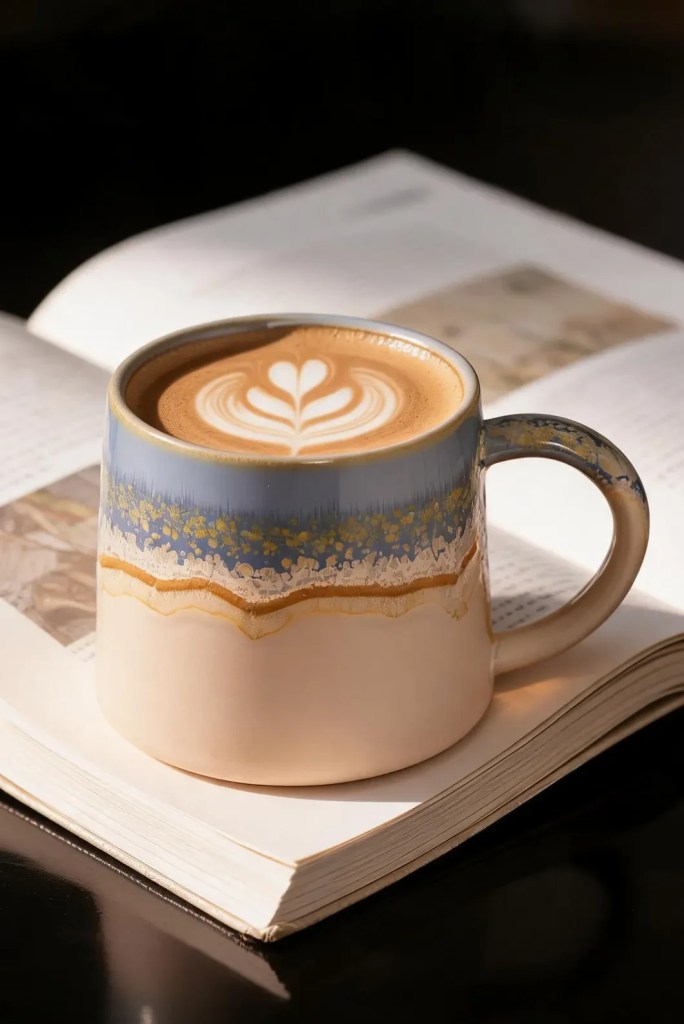 Handmade Ceramic Coffee Mug, Rustic Stoneware Tea Cup, Drip Glaze Pottery Mug, Blue Brown Latte Mug, Unique Coffee Lover Gift