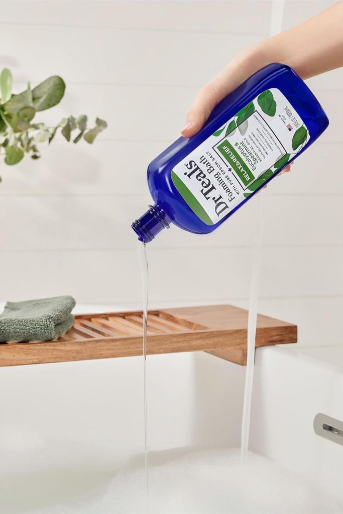 Dr Teal's Foaming Bath with Pure Epsom Salt, Relax & Relief with Eucalyptus & Spearmint, 34 fl oz (Pack of 2)